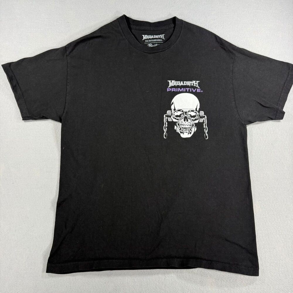 Primitive x Megadeth T-Shirt Mens L Black Skull Graphic Band Tee Short Sleeve